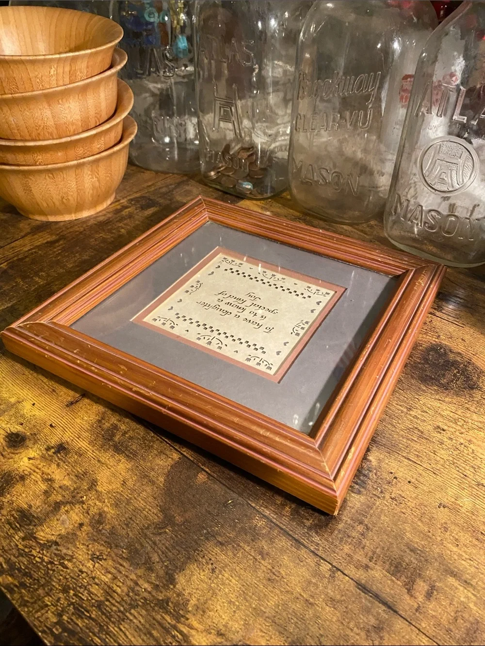 Rustic Wood Frame with Gray Mat and Quote - Brown/Gray